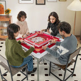 ERGOMASTER 90CM Folding Mahjong Table 4 Player Game Card Table w/Cup Holders-Red