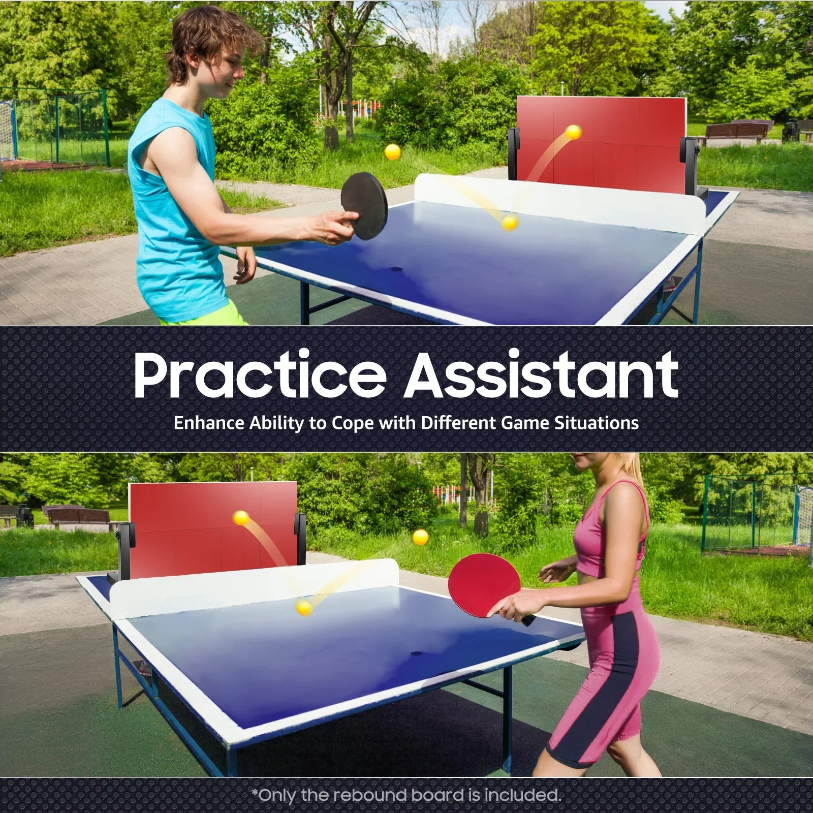 Table Tennis Bounce Board, Table Tennis Bounce Board, Table Tennis Bounce Board with 8 Rubber Blocks, 360° Adjustable Angle